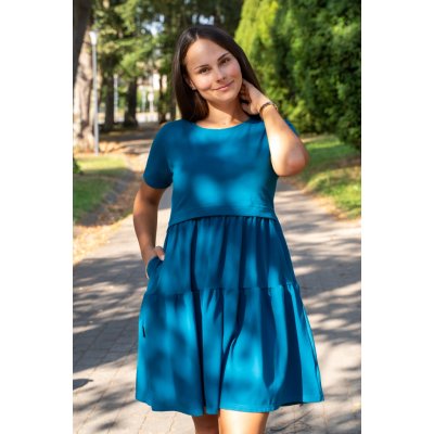 Jsem máma volnočasové kojicí šaty s kapsami Petrolejové – Zboží Dáma