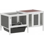 MM Handel dřevěná králíkárna s výběhem šedá 105 x 57,5 ​​x 51,5 cm – Zboží Mobilmania