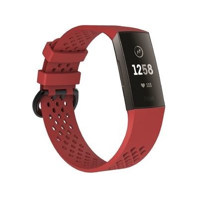 Mobilly řemínek pro Fitbit Charge 3, velikost S, silikonový, červený 88 DSC3-03-00
