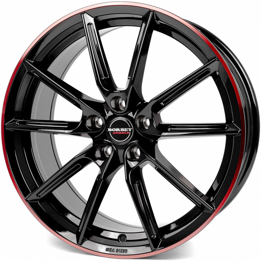 Borbet LX 8x18 5x112 ET48 black rim red