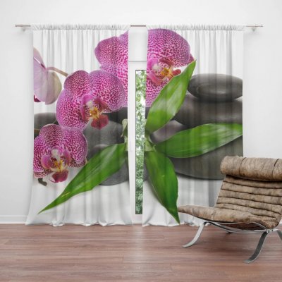 Sablio Závěs Orchideje a kameny: 2ks 140x250cm – Hledejceny.cz