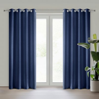 EUROFIRANY ZÁVĚS NA KROUŽCÍCH RITA 140X250 CM TMAVĚMODRÁ – Hledejceny.cz