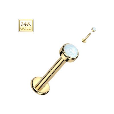 Šperky4U zlatý piercing do brady labreta opál ZL01246-OP17-1206-YG – Zbozi.Blesk.cz