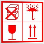 Traiva s.r.o Značení obalů. Křehké, nestohovat, chránit před deštěm. Verze: Samolepka 150 x 150 mm tl. 0.1 mm - kombinace - Kód: 08648 – Zboží Dáma