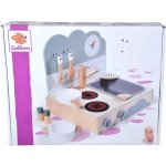 Eichhorn Dřevěná kuchyňka Small Table Kitchen přenosná se zvukem a 6 doplňky – Zboží Dáma