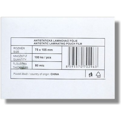 Laminovací fólie Standard A7 80 mic. (75x105) 100 ks lesklá – Zbozi.Blesk.cz