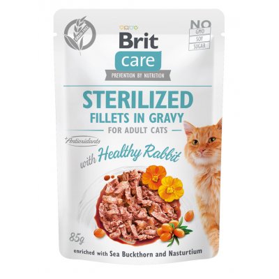 Brit Care Cat Sterilized Fillets in Gravy with Healthy Rabbit 85 g – Zboží Mobilmania