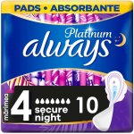 Always Platinum Secure Night hygienické vložky s křidélky 10 ks