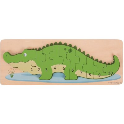 Bigjigs Toys Vkládací puzzle krokodýl s čísly – Zboží Mobilmania