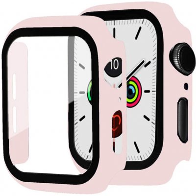 AppleMix Tvrzené sklo + rámeček pro Apple Watch 38mm Series 1 / 2 / 3 - růžový