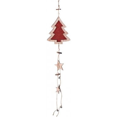 Závěs dřevo 135x160mm strom, přírodní s glitrem, červená – Zboží Mobilmania