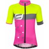 Cyklistický dres Force Square růžovo-fluo žlutý dětský