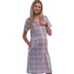 Károvaný župan nebo košilka těhotenská i kojící na zip 1G0643 šedá – Hledejceny.cz