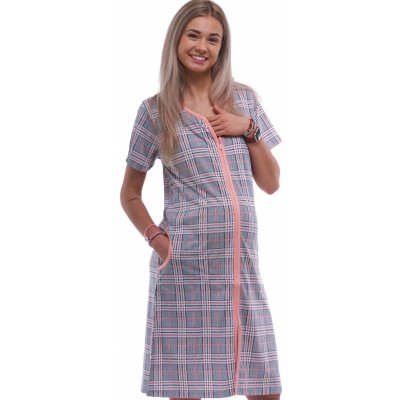 Károvaný župan nebo košilka těhotenská i kojící na zip 1G0643 šedá – Hledejceny.cz