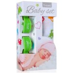T-tomi Baby set bambusová osuška + kočárkový kolíček Bílá/zelený – Zboží Dáma