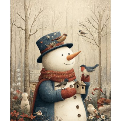 Takoy Teplákovina Takoy PANEL 50x60 cm sněhulák a ptáčci – Sleviste.cz