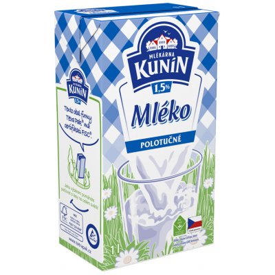 Kunín Trvanlivé polotučné mléko 1,5% 4 x 1 l – Zboží Dáma
