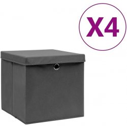 Shumee Úložné boxy s víky 4 ks 28 x 28 x 28 cm šedé