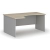 Psací a pracovní stůl PRIMO GRAY Ergonomický kancelářský pracovní stůl, 1600 x 1200 mm, levý, šedá/dub přírodní