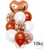 Balónek FunPlay 5859 4 konfetové balóny saténové 34 46 cm měděno bílá