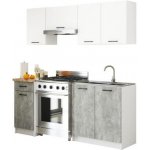 DobreSny Kuchyňská sestava Olivia 1,8 m Bílá / Beton / Dub Sonoma – Zboží Dáma