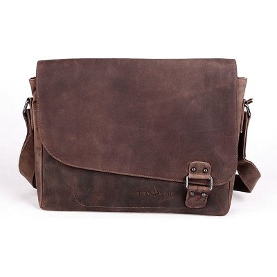 GreenWood Tříoddílová velká kožená hnědá crossbody taška no. 837 na A4