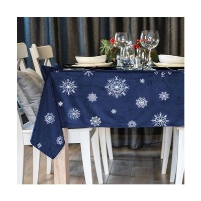 Mybesthome Vánoční ubrus Snowflake modrá/stříbrná 140x180 cm – Zboží Mobilmania