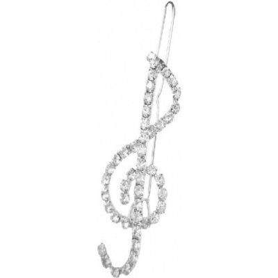 Spona do vlasů ve tvaru houslového klíče vyložená kamínky stříbrná barva – Zboží Dáma Spona do vlasů ve tvaru houslového klíče vyložená kamínky stříbrná barva – Zboží Dáma