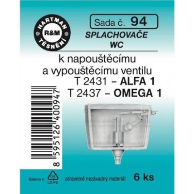 HARTMAN těsnění splachovače WC k napouštěcímu a vypouštěcímu ventilu, sada č. 94 – Zboží Dáma