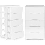 modernHOME Knihovna s 5 výsuvnými zásuvkami, nohy s kolečky - bílá – Hledejceny.cz