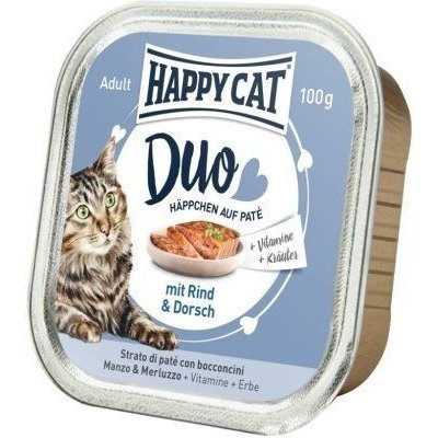 Happy cat Duo Menu Hovězí & Treska 100 g