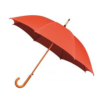 Automatic deštník s dřevěnou rukojetí červenooranžový