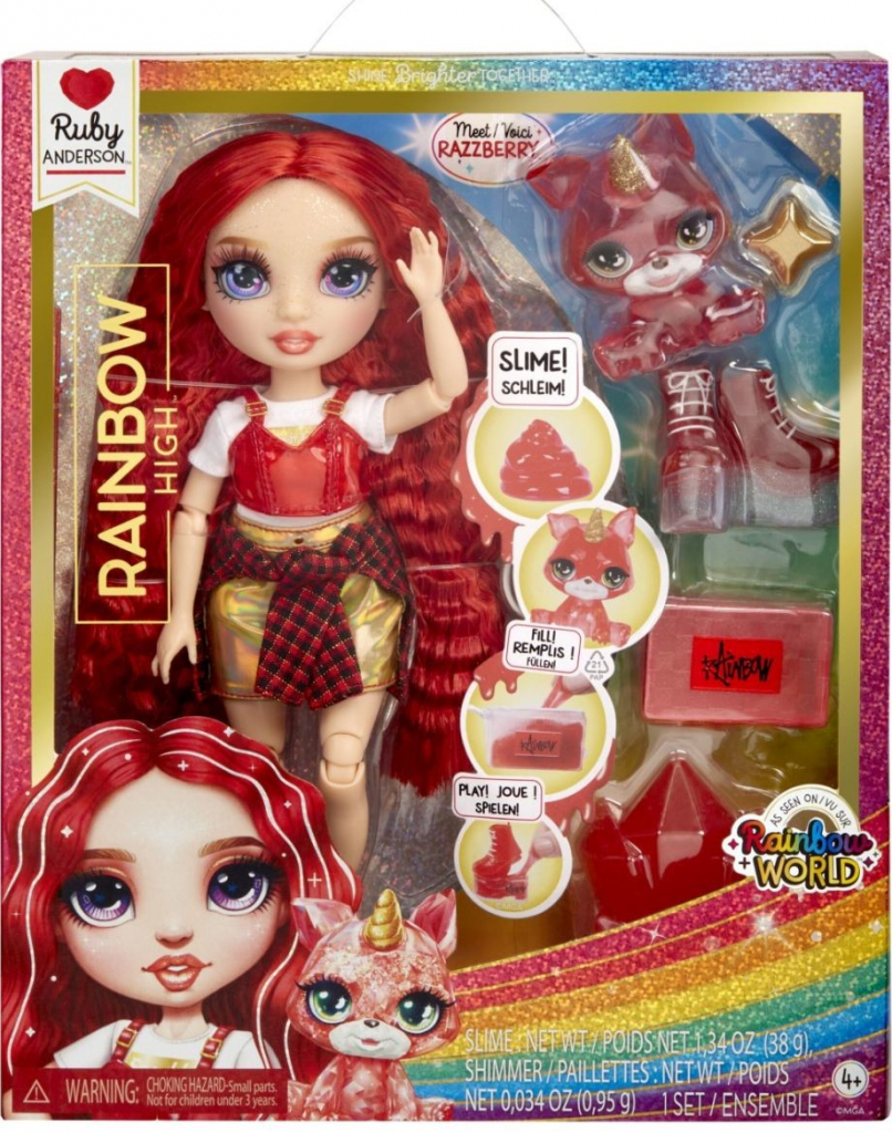 MGA Rainbow High Fashion Doll with Slime & Pet Ruby Anderson