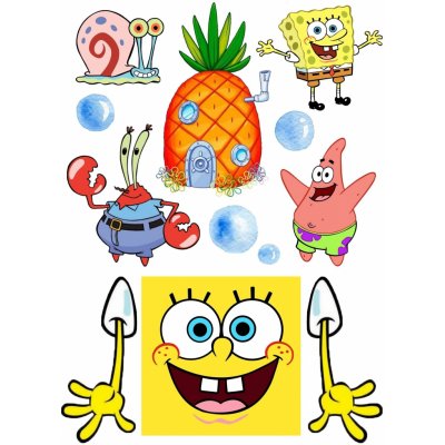 Jedlý tisk SPONGEBOB ● materiál: FONDÁNOVÝ DECORLIST ✴️, ● velikost: formát A5 ☝ – Zboží Mobilmania