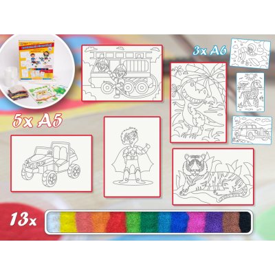 Radost v písku Sada střední PRO KLUKY Barevné pískování obrázků – Zboží Dáma