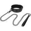 SM, BDSM, fetiš Bedroom Fantasies Faux Leather Collar & Chain Black fetiš obojek s vodítkem