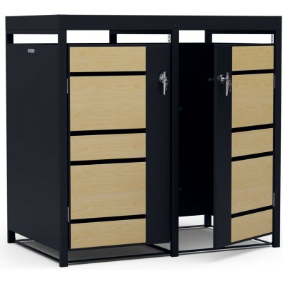 Blumfeldt BinSafe box na odpadky 2 odpadkové koše 240 l uzamykatelný pozinkovaná ocel střecha pro výsadbu javor – Zboží Dáma