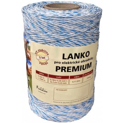Lanko PREMIUM pro el. ohradník 3x0 20 mm Niro + 3x0 25 mm CuSn 500 m bílo modrá – Hledejceny.cz