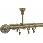 KovovégarnýžeCZ Stropní garnýž Huglo elegance 19 mm mosaz antik Jednořadá 360 cm Kroužky s žabkou – Hledejceny.cz