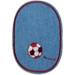 Pro Háčkování Nažehlovací záplata oválná 2ks fotbalový míč na modré – Zboží Mobilmania