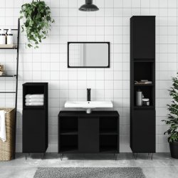 Nábytek XL Koupelnová skříňka černá 30 x 30 x 100 cm kompozitní dřevo