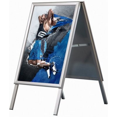 A-Z Reklama CZ Reklamní zaklapávací stojan Áčko na plakáty B1 (700 x 1000 mm) - ostrý roh - Stříbrný – Zboží Mobilmania