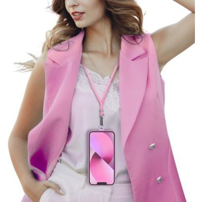 Šňůrka na telefon s nastavitelnou délkou(délka 165 cm ,max 82,5 cm ve smyčce) Růžová – Sleviste.cz
