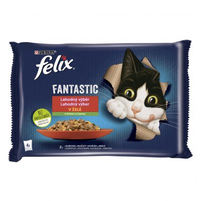 Felix Fantastic s kuřetem a hovězím v želé 4 x 85 g – Sleviste.cz