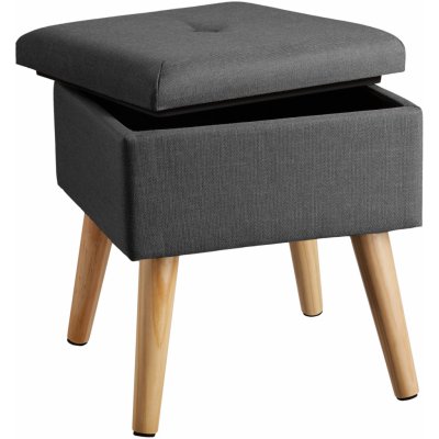 Tectake 403976 taburet elva čalouněný - lněný vzhled s úložným prostorem - tmavě šedá – Zboží Dáma
