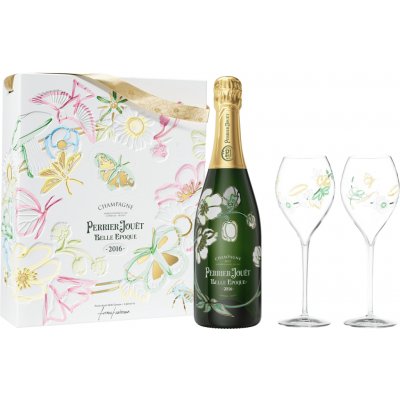 Perrier Jouët Belle Epoque Brut 2016 12% 0,75 l (dárkové balení 2 sklenice) – Hledejceny.cz