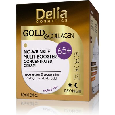 Delia Cosmetics Gold & Collagen 65+ protivráskový krém s regeneračním účinkem 50 ml