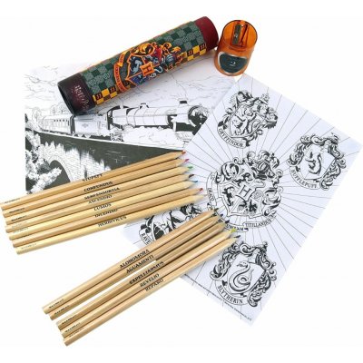 CurePink: Tuba s pastelkami a omalovánkama Harry Potter Set 12 kusů – Hledejceny.cz