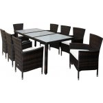 FurniGO Berlin 1 + 8 umělý ratan + dřevo, hnědý – Sleviste.cz