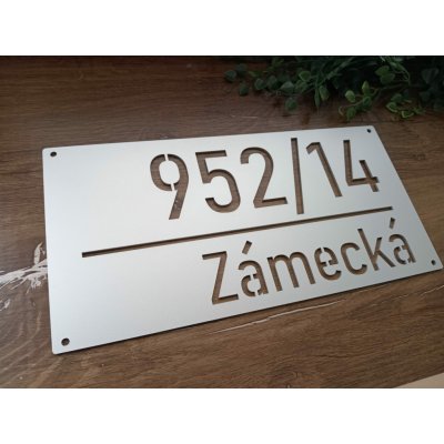 Číslo popisné na plot, vlastní text 20x40cm Stříbrné - Plastová deska (stříbrná RAL 9006) – Hledejceny.cz
